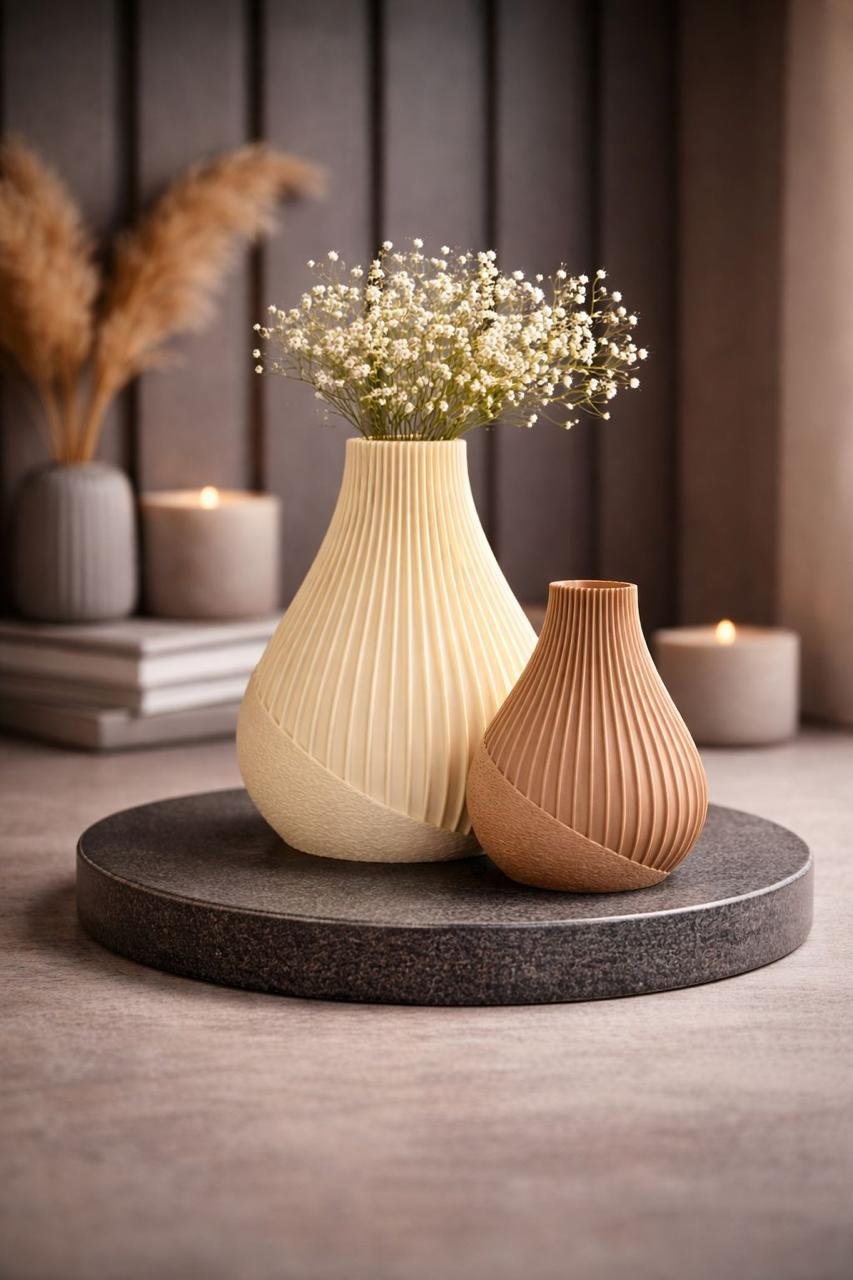 Duo Vasos Decorativos Canelados - Kit com 2